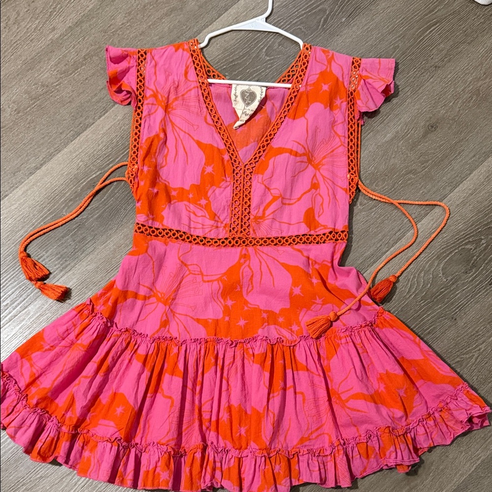 Vibrant Pink and Orange Mini Dress